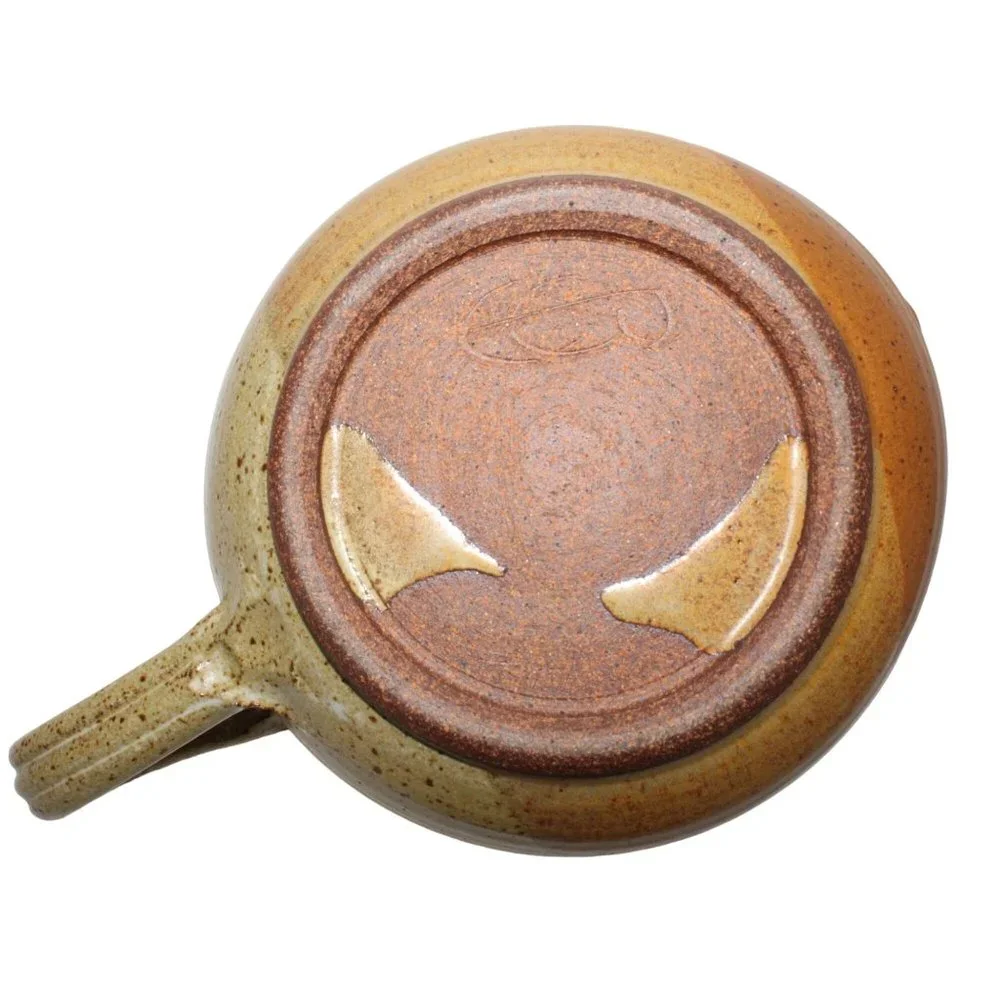 Vintage 8" Brushstroke Studio Pottery Bowl Pour Spout Handle Serving Stoneware - Picture 5 of 8